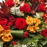 Aranjament funerar capac sicriu rosu cu portocaliu