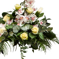 Aranjament funerar capac sicriu Flori Albe