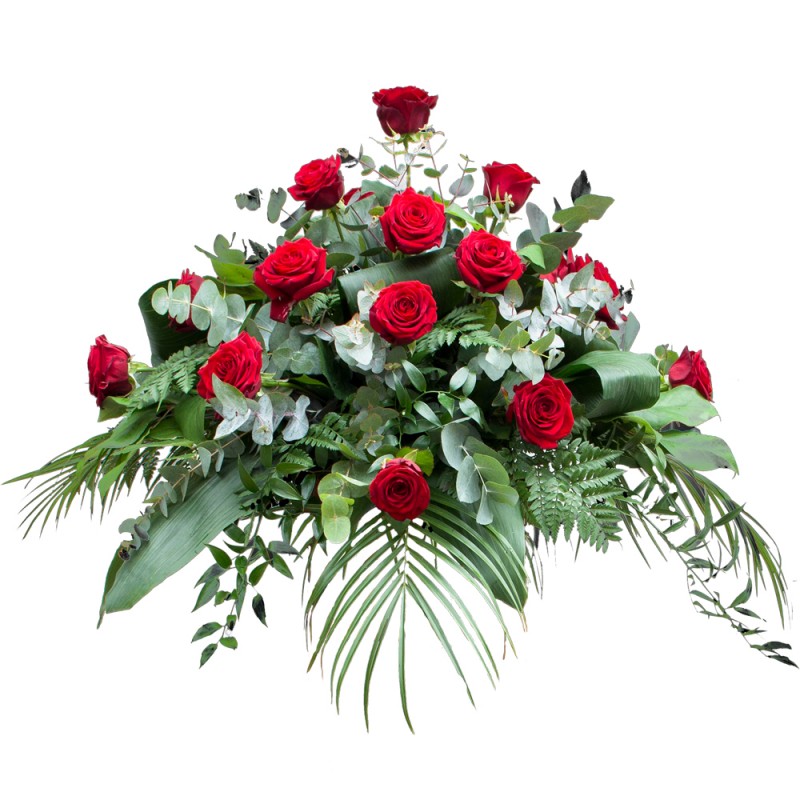 Aranjament funerar capac sicriu Trandafiri rosii