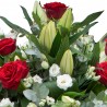 Aranjament funerar capac sicriu Trandafiri, Crini si Lisianthus
