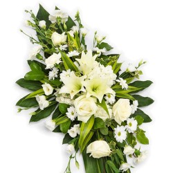 Aranajment floral capac sicriu alb pur