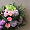 Buchet funerar Hortensia si Trandafiri roz
