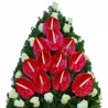 Coroana Trandafiri albi si Anthurium rosu