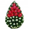 Coroana Trandafiri albi si Anthurium rosu
