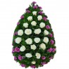 Coroana funerara Crizantema roz si Trandafiri albi