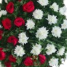 Coroana Funerara crizantema si trandafiri rosii