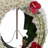 Aranjament funerar rotund din crizantema si anthurium