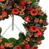 Aranjament funerar rotund cu flori portocalii