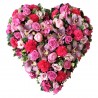 Aranjament floral funerar inima roz