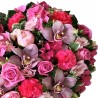 Aranjament floral funerar inima roz