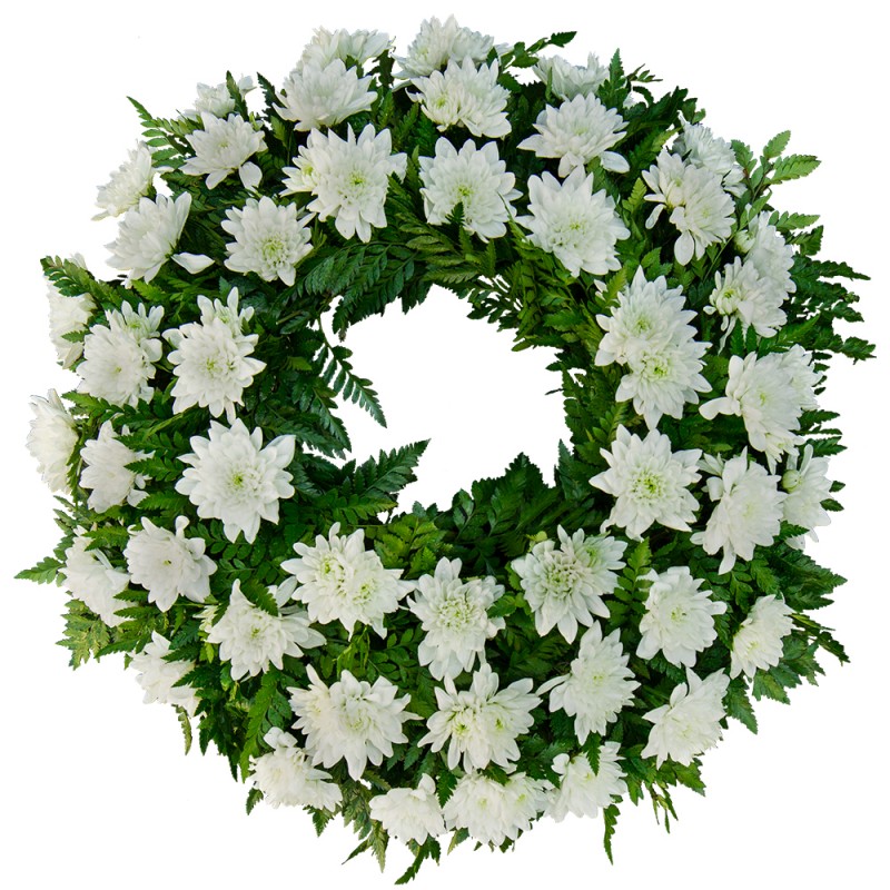 Aranjament Funerar rotund Crizantema alba