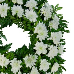Aranjament Funerar rotund Crizantema alba