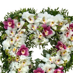 Aranjament funerar inima cu orhidee