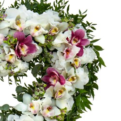 Aranjament funerar inima cu orhidee